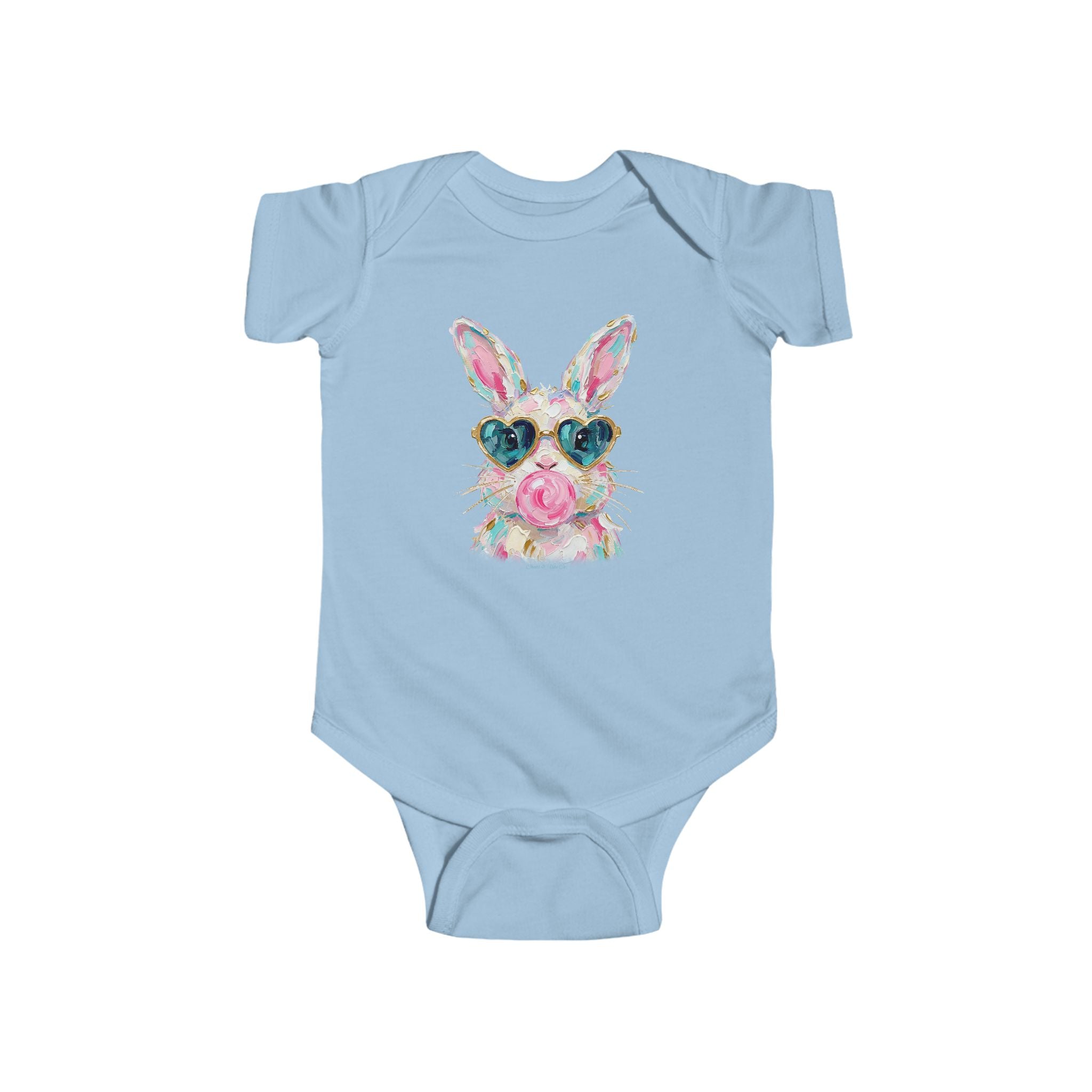 Baby Cute Bunny Sunglasses Infant Bodysuit - Floral Baby Onesie