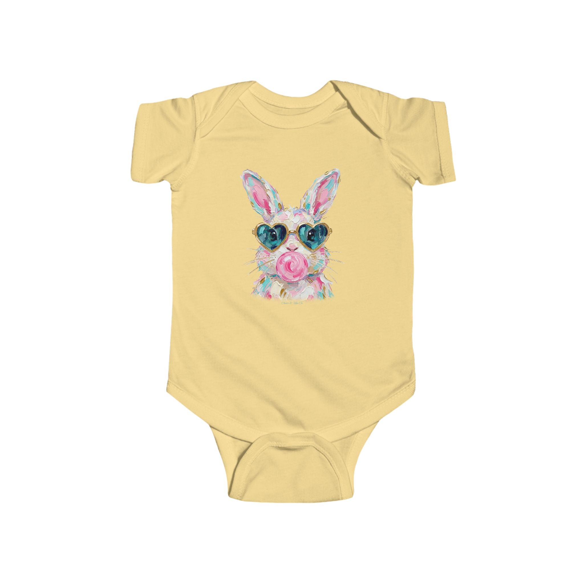 Baby Cute Bunny Sunglasses Infant Bodysuit - Floral Baby Onesie