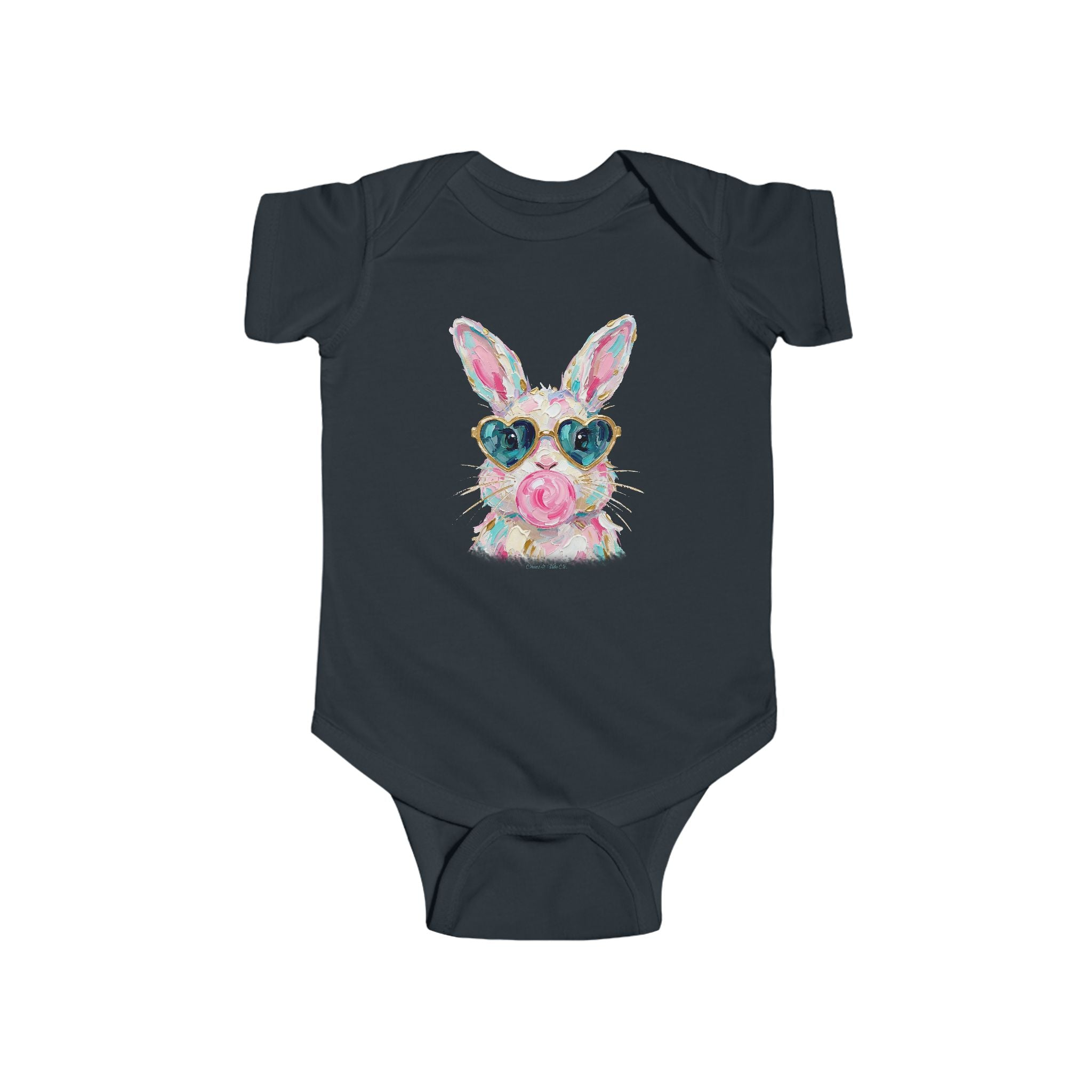 Baby Cute Bunny Sunglasses Infant Bodysuit - Floral Baby Onesie